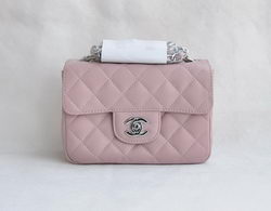 AAA Chanel Classic Pink Lambskin Silver Chain Quilted Flap Bag 1115 Fake